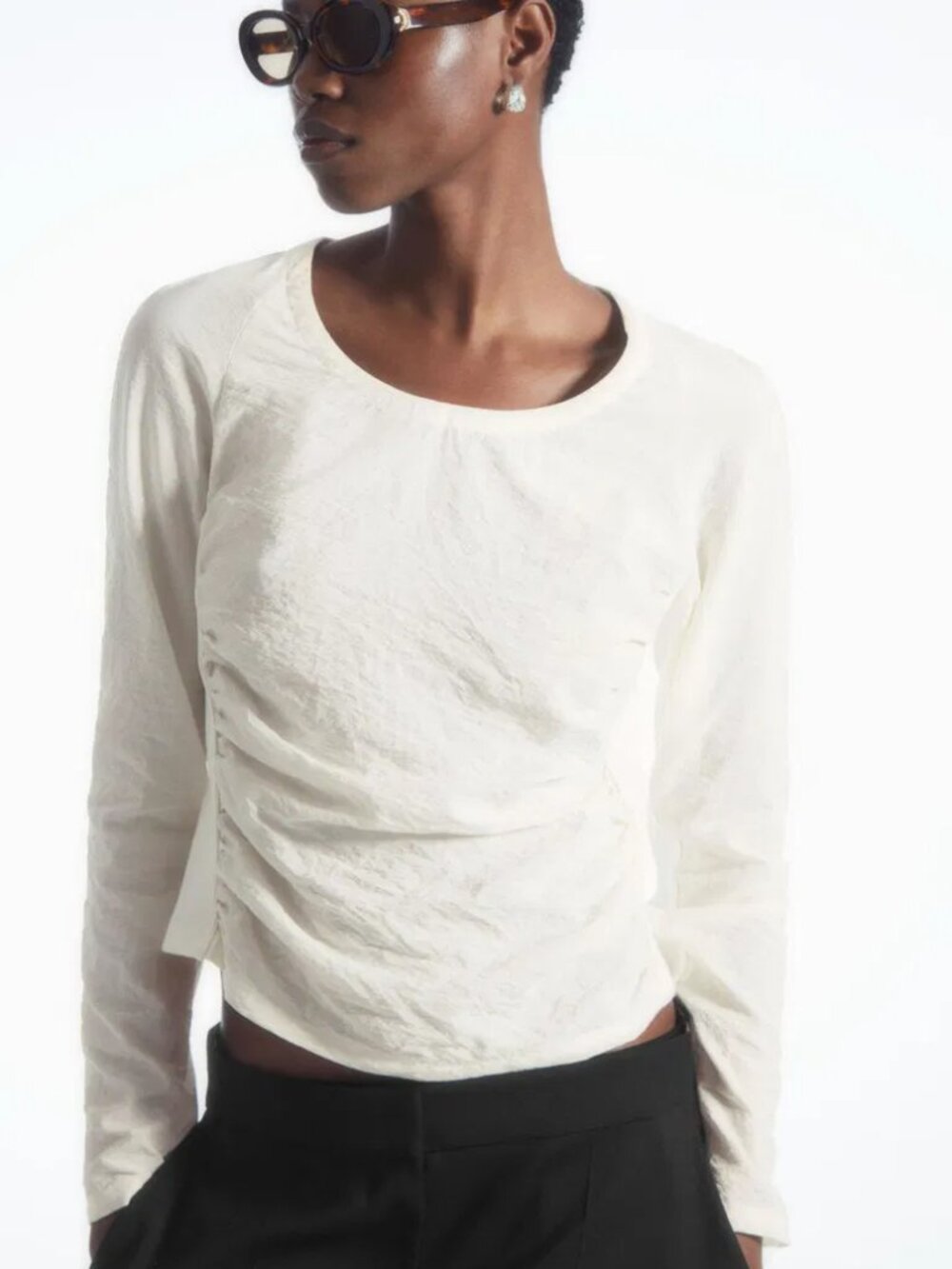 COS Silk-Panelled Scoop-Neck Top Blouse